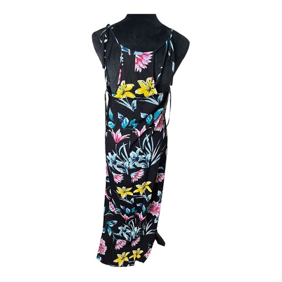 Forever 21 Tropical Black Floral Size Slit Cami Maxi Dress Size Medium - Picture 4 of 7